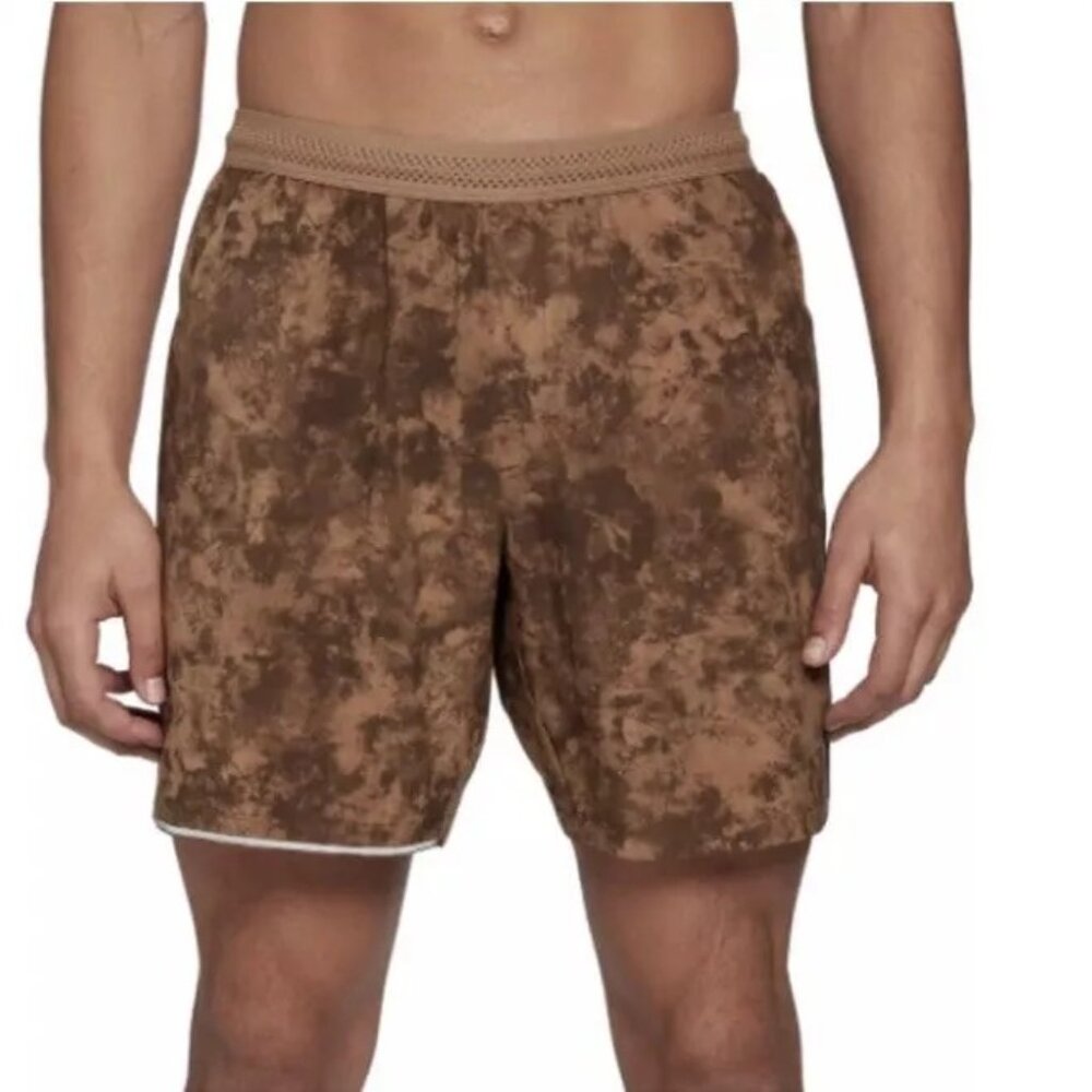 NWT Mens Size XXL VRST Brown Grunge Tie Dye Velocity Run Workout Gym Shorts